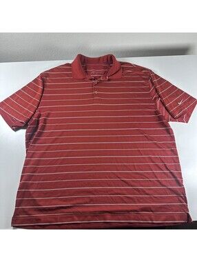 Nike Golf FitDry Golf Shirt Red With White Stripes Polo Shirt Men’s Size XL
